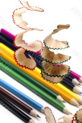 pencil and shavings macro on white pencil and shavings macro on white
