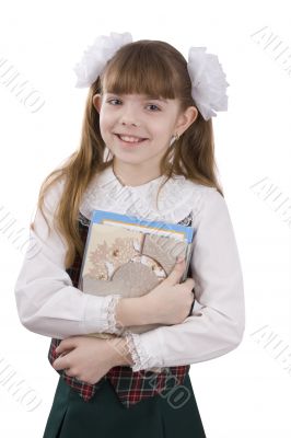 Schoolgirl with textbook.