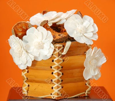 flower bouquet over orange flower bouquet over orange