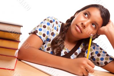 Pretty Hispanic Girl Studying