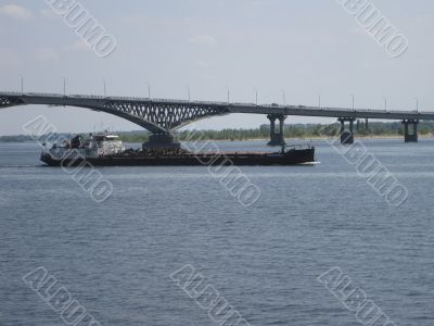 Self-propelled barge on Volga