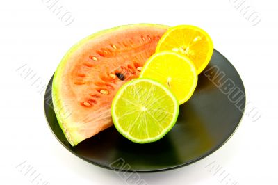 Watermelon with Slice of Lemon, Lime and Orange