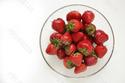 Strawberry dish on a white background