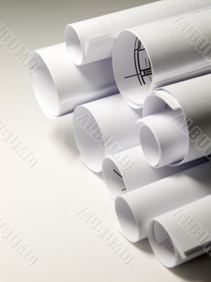 Sheet of paper rolled up in rolls