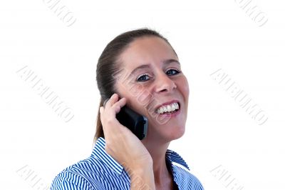 Middle Aged Business Woman Laughing on the Phone