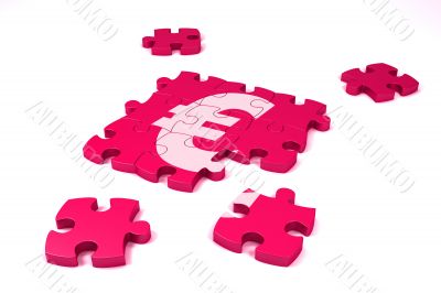 A euro symbol maded by puzzle`s pieces