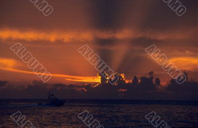 Sunset on ocean at Bayahibe - Dominican republic