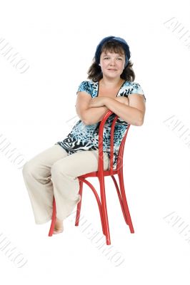 Portrait expectant mother on white background