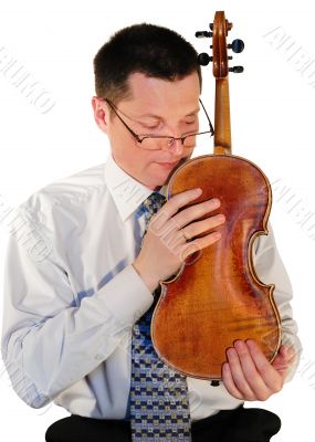  man with a age-old  violin