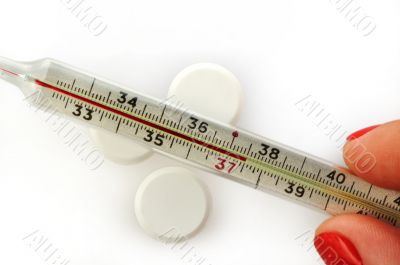 thermometer and pills