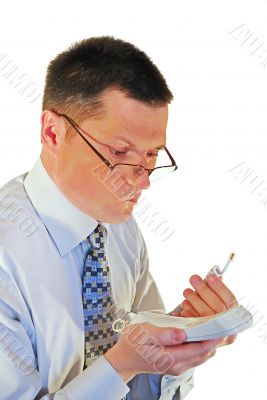  man in glasses with a telephone
