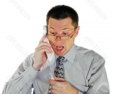  man in glasses with a telephone