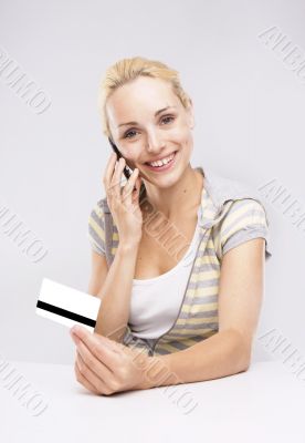 Blond Woman Credit Card Shopping