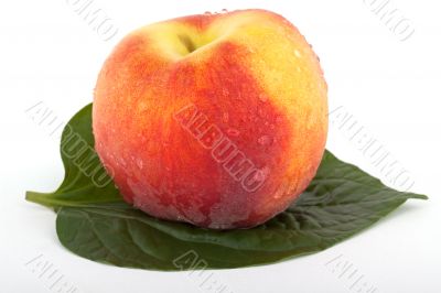 Peach with leaf