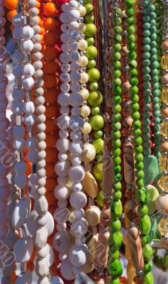 Different coloured necklaces