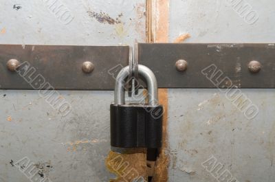 Padlock on a door