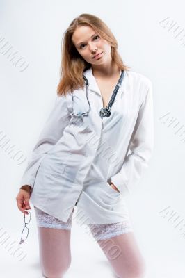 attractive young female blonde with endoscope attractive young female blonde with endoscope