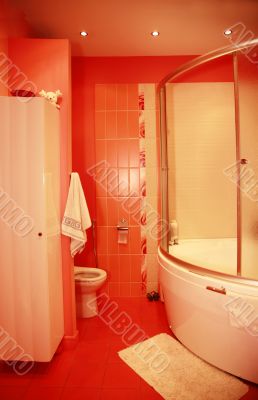 Modern red bathroom