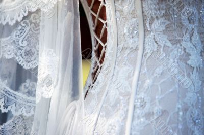 Wedding dress and veil