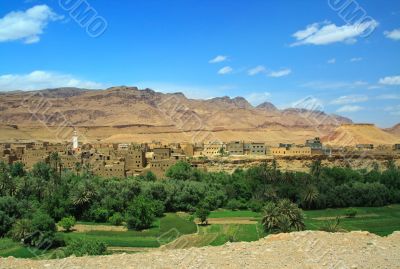 panorama of a village among Moroccan hills