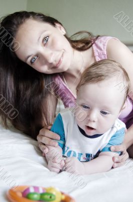 Mother with adorable baby boy