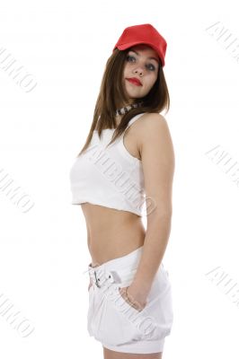 emotional girl in red cap