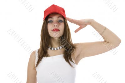 emotional girl in red cap