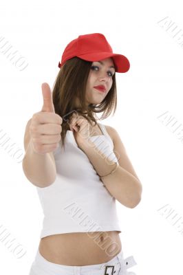 emotional girl in red cap