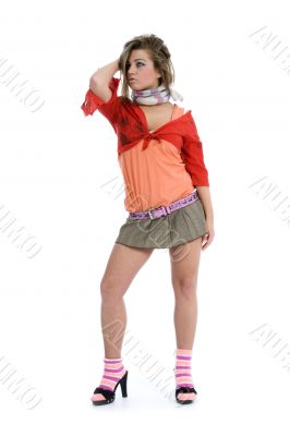 Sexy girl in red blouse