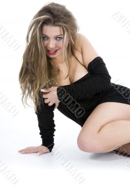 Beautiful girl in black dress