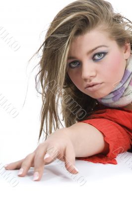 Sexy girl in red blouse