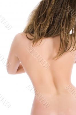 Nude girl on  white background