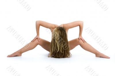 Nude girl on  white background