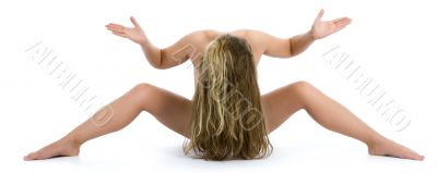 Nude girl on  white background