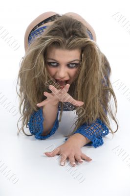 Sexy girl with  blue blouse