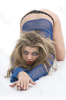 Sexy girl with  blue blouse