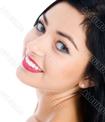 portrait of the brunette with blue eye