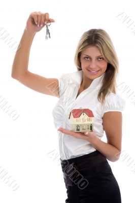 Business woman advertises real estate