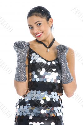 portrait of the brunette with blue eye