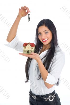Business woman advertises real estate