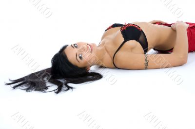 portrait of the brunette with blue eye