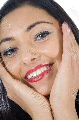 portrait of the brunette with blue eye