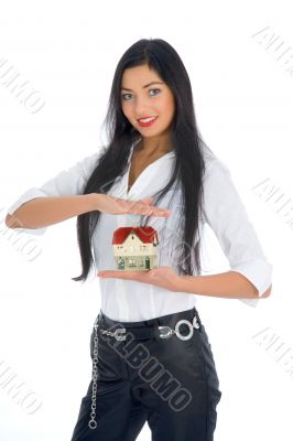 Business woman advertises real estate