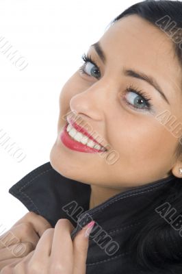 portrait of the brunette with blue eye