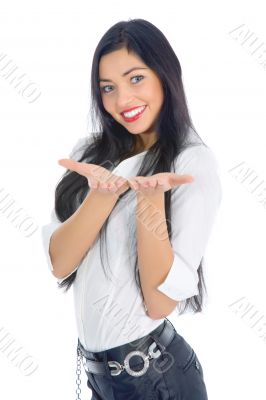 Business womanBusiness woman advertises selling the cars
