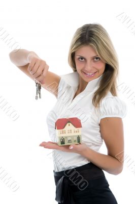 Business woman advertises real estate
