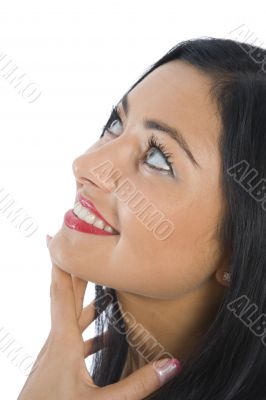 portrait of the brunette with blue eye