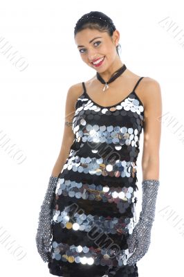 portrait of the brunette with blue eye