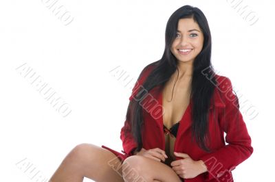 portrait of the brunette with blue eye