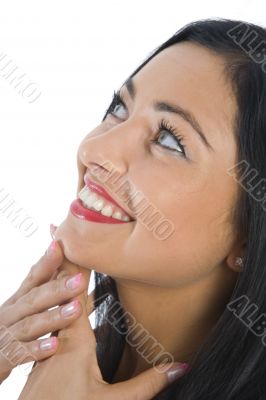 portrait of the brunette with blue eye